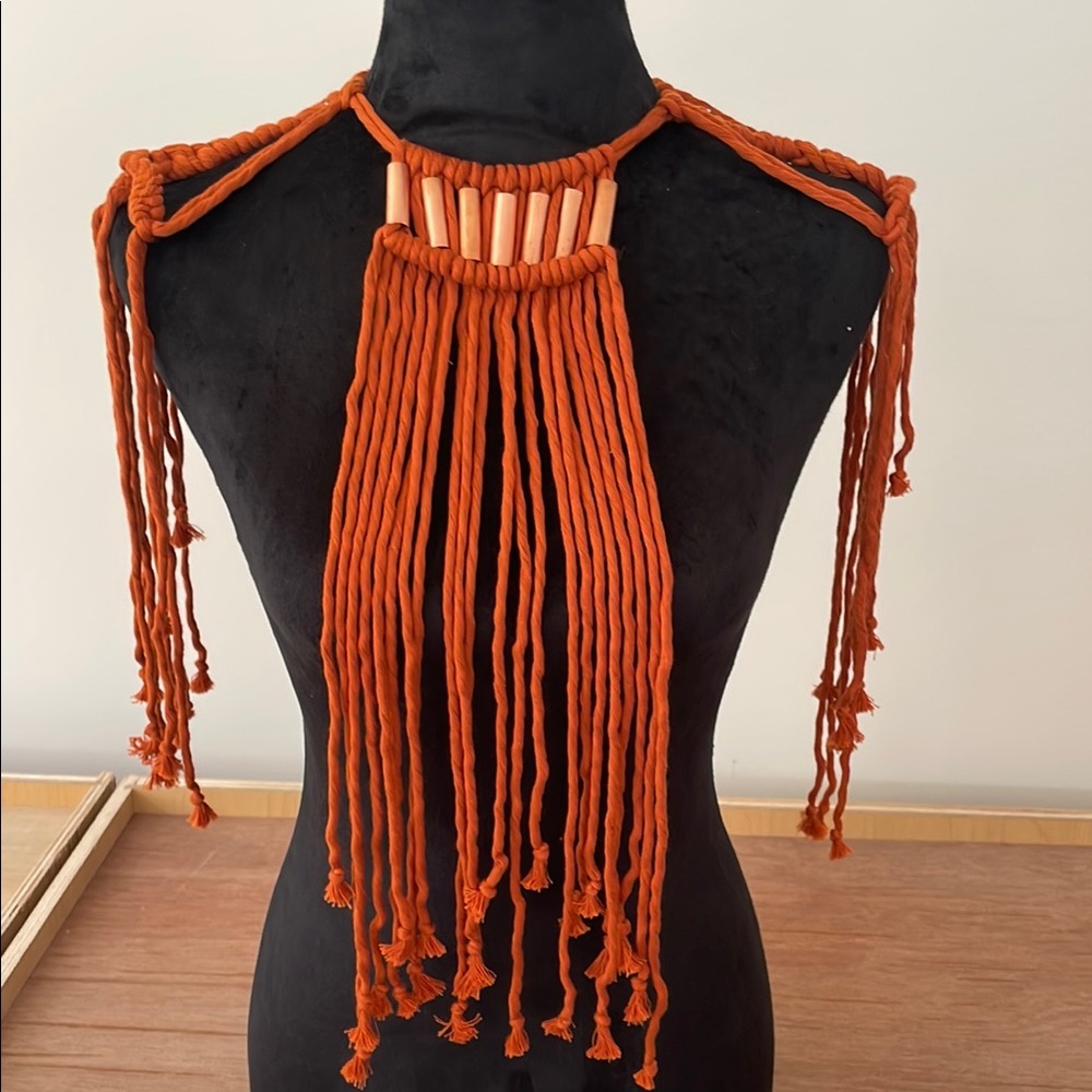 Macrame Orange Rope Necklace